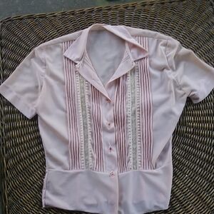 Vintage Pink Short Sleeve Blouse
